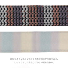 画像をギャラリービューアに読み込む, 半巾帯 橋本テル謹製 ブラック 黒地に青海菊 ホワイト ピンク パープル くすみカラーぼかし -錦-
