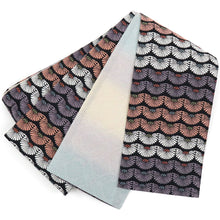 画像をギャラリービューアに読み込む, 半巾帯 橋本テル謹製 ブラック 黒地に青海菊 ホワイト ピンク パープル くすみカラーぼかし -錦-
