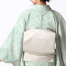画像をギャラリービューアに読み込む, 名古屋帯 ホワイト 西陣織 日本製 伝統工芸品 アイボリーに花唐草
