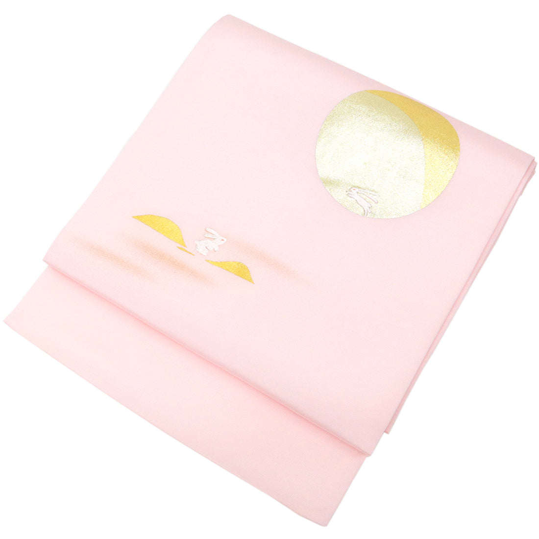 名古屋帯 薄ピンクに満月 跳ねウサギ （ 淡ピンク ） – ふだんきもの