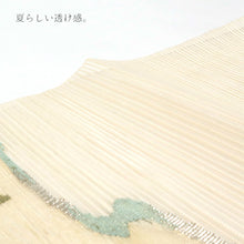 画像をギャラリービューアに読み込む, 【訳あり】 名古屋帯 絽綴れ ベージュ地 紅葉流水 牡丹 正絹 絹100％ （ベージュ）
