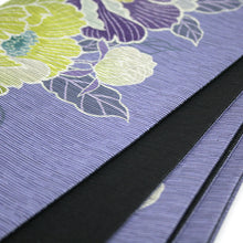 画像をギャラリービューアに読み込む, 《召しませ華》薄紫地に満開芍薬花 芍薬（パープル） リバーシブル半巾帯

