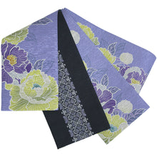 画像をギャラリービューアに読み込む, 《召しませ華》薄紫地に満開芍薬花 芍薬（パープル） リバーシブル半巾帯
