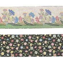 画像をギャラリービューアに読み込む, 《召しませ華》グレーベージュにミモザ ミモザB（ベージュ） リバーシブル半巾帯
