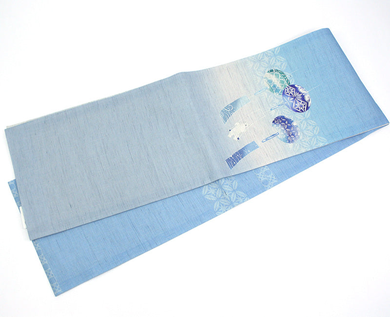 1点のみ 儚 麻京袋帯 白藍 383 ボヤージュ！ 近江の麻 京袋帯 