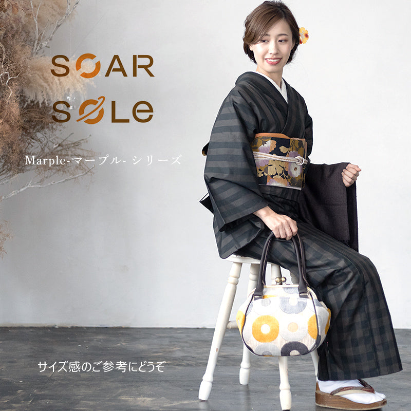 がま口バッグ 《SOAR SOLe》ソアソウル インポート ジャガード生地 Marple マープル 更紗調 花唐草 ベージュ