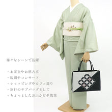 画像をギャラリービューアに読み込む, ハンドバッグ 《 召しませ華 》 切り返し 白黒 七宝 トートバッグ モダン七宝（ ブラック ）
