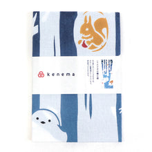 画像をギャラリービューアに読み込む, 注染 手ぬぐい 【kenema】冬の風物詩 「 シマエナガの棲む森 50264 」《 kenema けねま 》 青 ／ ブルー ／ シマエナガ ／ 小鳥 ／ 動物 ／ アニマル ／手拭い ／ てぬぐい
