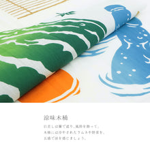 画像をギャラリービューアに読み込む, 注染手ぬぐい【kenema】夏の風物詩「涼味木桶50312」《kenemaけねま》ホワイト／白地／夏の味覚／ラムネ／トマト／スイカ／キュウリ／風鈴／夏／手拭い／てぬぐい【メール便OK】【MY】
