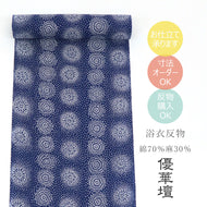 浴衣 反物 注染 ネイビー 《 優華壇 》 日本製 綿100％ 東京本染め 東京都伝統工芸品注染ゆかた 青地に小菊花火 ブルー