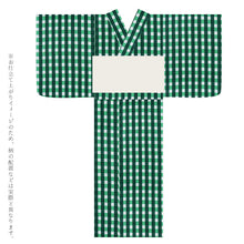 画像をギャラリービューアに読み込む, 浴衣 反物 グリーン 日本製 綿100％ 巾39.5cm 長さ12ｍ ギンガムチェック 白×緑
