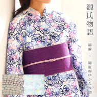 浴衣 反物 《源氏物語》 日本製 綿麻 綿紅梅 本染 パステル 夏花（全3柄）