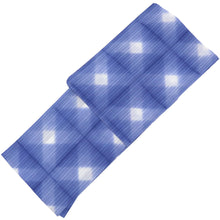 画像をギャラリービューアに読み込む, 浴衣 単品 ブルー お仕立て上がり浴衣 レディース浴衣 知多木綿 綿100％ 有松鳴海絞 板締め絞り 斜め格子 青 ブルー グレーライン
