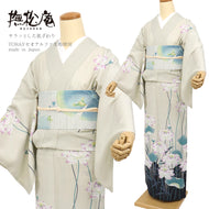 浴衣 《 撫松庵 》 お仕立て上がり 単品 東レセオアルファ 着てみてわかる 蓮 ベージュ