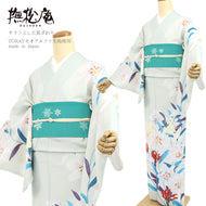 浴衣 《 撫松庵 》 お仕立て上がり 単品 東レセオアルファ 着てみてわかる 絵羽 百合尽くし（グレー）