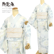 浴衣 《 撫松庵 》 お仕立て上がり 単品 東レセオアルファ 着てみてわかる しろたえ牡丹（グレー）