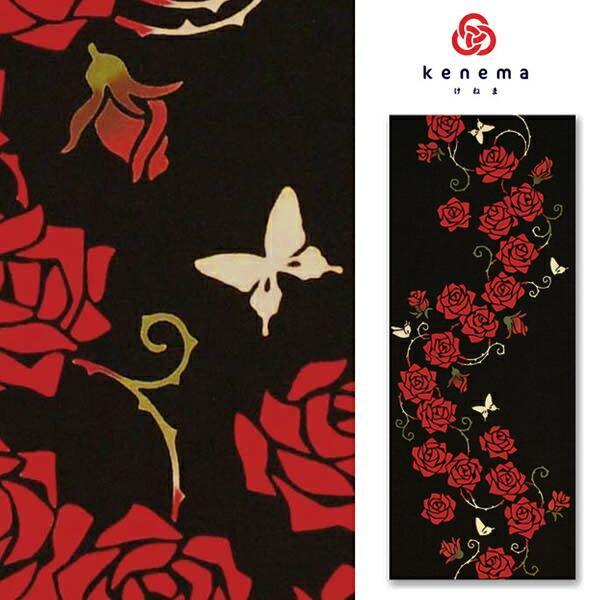 手ぬぐい 花圃「薔薇紅(ばらべに) 242561」《kenema けねま》赤バラ/赤