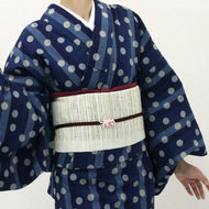 阿波しじら織 着物 抜染 縞に水玉モダン No.573-S - ふだんきものハイムラヤ